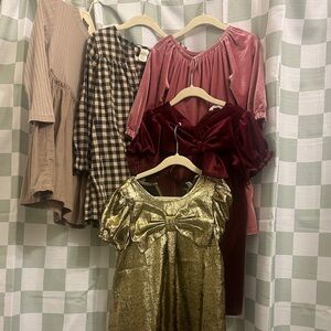 H&M/carters/gap Gold and Burgundy Kids Casual Dress bundle